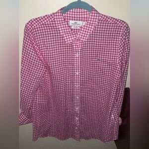 Vineyard Vines Pink and White Gingham Relaxed Button-Down